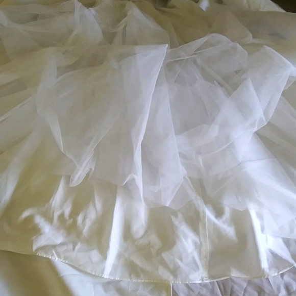 SOLD. Alfred Angelo Beaded Satin Wedding Gown with Red Trim - Picture 4 of 17